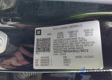 2021 Chevrolet Colorado 4Wd Short Box Wt z USA, uszkodzony, nr VIN 1GCGTBENXM1179072